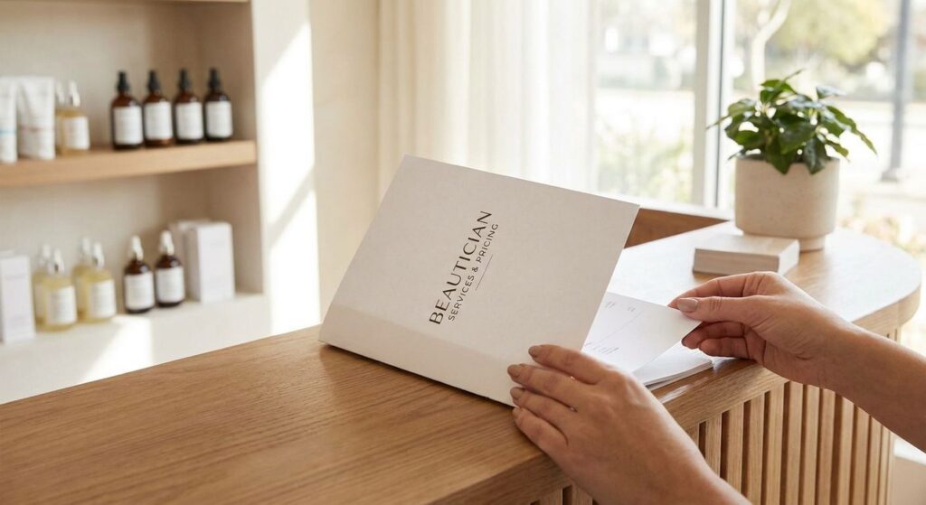 What does a beautician price list usually include?